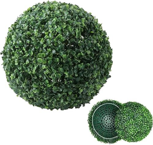 JOYWU Artificial Boxwood Balls,1 Pcs 40cm Artificial Plant Topiary Ball,UV Resistant Decorative Greenery Sphere,Faux Boxwood Decorative Balls for Balcony,Garden,Green Plant Balls,Wedding Decor