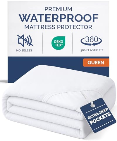 Queen Mattress Protector Waterproof - Mattress Cover Queen Size Bed - Bed Protector Waterproof - Absorbent Fitted Sheet up to 16 Deep Pockets - Soft, Breathable, Cooling, Noiseless - Machine Washable