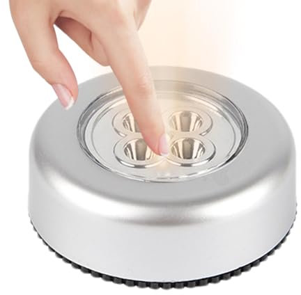 Luci a bottone appiccicoso – Luci a pulsante LED senza fili per una facile illuminazione domestica | Luci LED autoadesive a controllo tattile e alimentate a batteria, perfette per