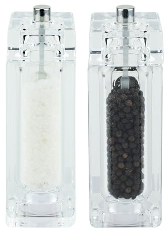 Grunwerg Gmill Set macina sale e pepe in acrilico da 14,5 cm, con macina regolabile in ceramica