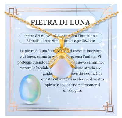 YELUWA Regalo Donna Collana Pietra di Luna Idee Regalo Originale per Ragazza Adolescente Regali Natale per Donna Regali Compleanno Collana per Figlia Mamma Nonna Sorella Amica Zia Ragazza Nipote Oro