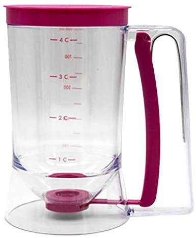 VAVPUP Kakdegportionering, 900 ml degdispenser, pannkaksdispenser med mätflaskor och klämhandtag, degdispenser för kex, kakor, våfflor, gräddtunnare, mätbakverktyg (1)