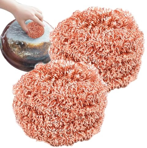 Lot De 4 Grattoir Cuivre, Éponge Cuivres, Brosses De Cuisine À Récurer pour La Vaisselle, Brosse À Récurer en Fil De Cuivre Casseroles, pour Casseroles, Poêles, Cuisinière