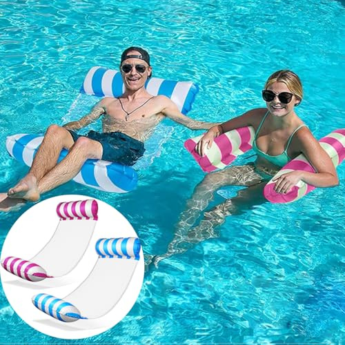 Sitbfoam 2 pièces Matelas pneumatique pour eau et hamac, accessoires de piscine, 4 en 1 hamac pour piscine, plage, eau, détente pour adultes et enfants (Hammock-rose)