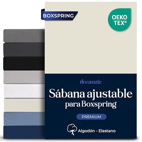 Dreamzie Lakan Med Resår 90x200 cm - Premium Comfort Stretch Bomull | 40 cm Djup Ficka För Tjocka Madrasser Eller Boxspring | Oeko-Tex Certifierad - Beige