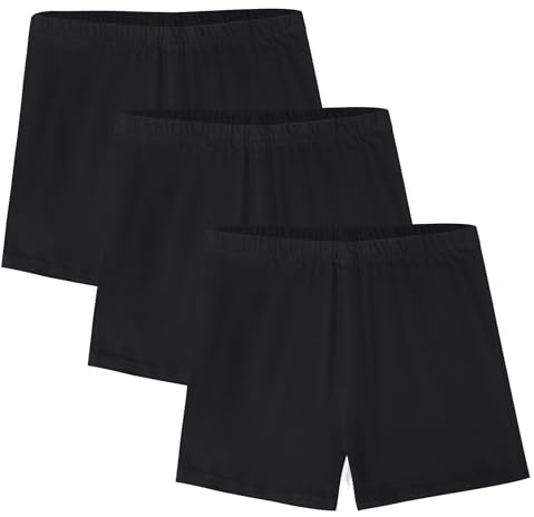 Zzxlw Lot de 3 culottes de cyclisme en coton pour fille - Noir - Pour l'été, l'école, le sport, la danse - Respirant et confortable - Pour 7 à 12 ans, Noir x 3., 7-8 Jahre Slim
