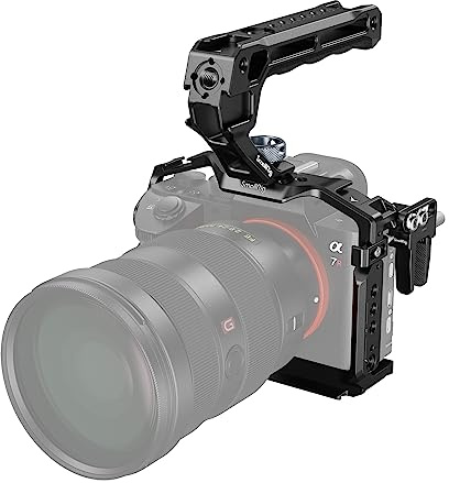 SMALLRIG A7 III / A7R III Kamerakäfig-Set für Sony Alpha 7 III/Alpha 7R III, vollständiger Käfig mit oberem Griff für ARRI und Kabelklemme, integrierter Kaltschuh und NATO-Schienen – 4198
