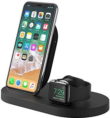 Belkin drahtlose BoostUp Ladestation für iPhone und Apple Watch mit USB-A-Port (Ladestation für iPhone 12, 12 Pro, 12 Pro Max, 12 mini und ältere Modelle, Apple Watch SE, 6, 5, 4, 3, 2, 1) und Airpods