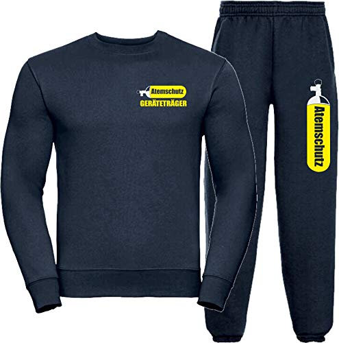 FEUER1 Sweat-Jogginganzug Navy, ATEMSCHUTZ GERÄTETRÄGER gelb/Silber M