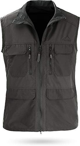 normani Outdoor Weste Freizeitweste Safariweste mit Sonnenschutz 50+ und vielen praktischen Taschen Farbe Dunkel-Grau Größe M