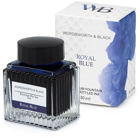 Wordsworth and Black Fountain Pen Ink Bottle (30 ml) Premium Luxury Edition, [Royal Blue] Fountain Pens Bottled Ink; Classic Designed Bottle Smooth Flow 30 ml