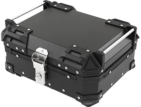 Motorrad-Topcase, KIMISS Gepäckbox aus Aluminiumlegierung mit 28 L Fassungsvermögen, Wasserdicht, Rostbeständig, Tour-Heckbox, Universell für Motorräder (Schwarz)