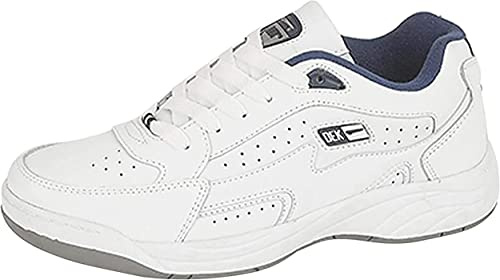 R DEK, T187G-9 'Orleans' Mens Wider Fitting Leather Trainers Lace-up, Non Marking Sole White Size 9 UK