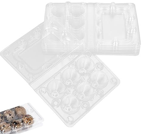 ZOFUN 100 scatole per uova di quaglia, 11 x 7,6 x 3,6 cm, con 6 griglie, supporti trasparenti per frigorifero, contenitori impilabili in PVC per piccoli fagiani e piccioni