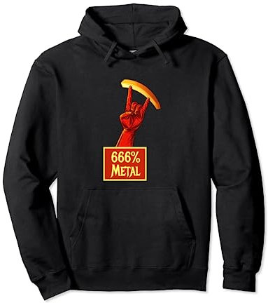 Fourchette à frites 666% Heavy Metal Geste Cornes du diable Hard Rock Sweat à Capuche