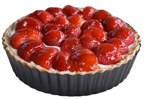 RICHSC-PAN Deep Tart Pan, 9.5 x 2.2 Inches Non-Stick Tall Tart Pan Bottom Can Be Removed. Suitable for Making Various Pies, Tarts and Quiche. Easy to Clean is the Choice for Home Baking.