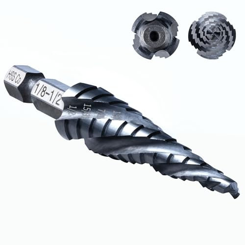 GRENPRO M35 Cobalt Step Drill Bit, 1/8-1/2, TiAlN, 1/4 Hex Shank