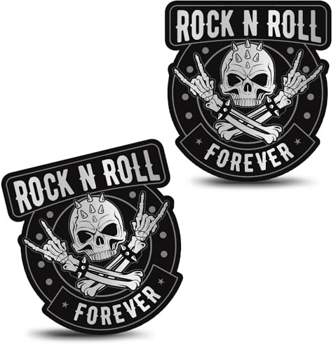 Skino Eu 2 piezas vinilo adhesivo para coche calavera Heavy Metal Rock & Roll Seguridad Coche Moto Bicicleta Parachoques Puerta Ventanas B 2