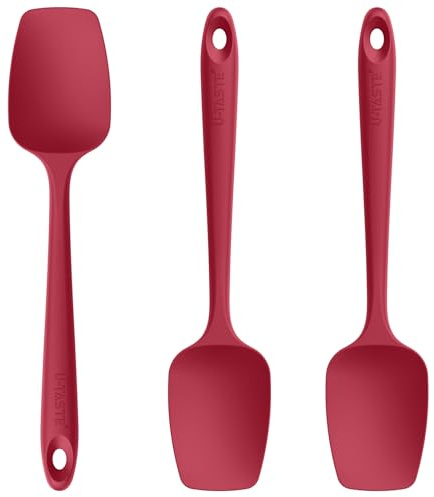 U-Taste 250 ℃ Värmebeständig Silikon Spatel Sked Uppsättning av 3 (Röd)
