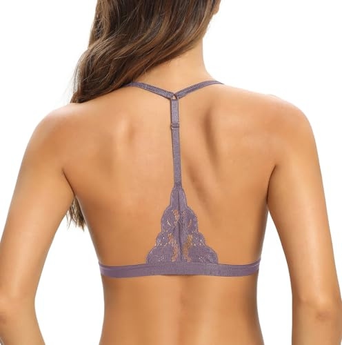 SHEKINI Sujetador de Gancho Delantero Bralette de Triángulo de Encaje para Mujer