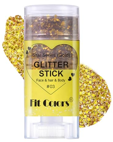 GL-Turelifes ansikte och kropp glitter gelpinne, guld karneval ansikte glitter make-up, gnistrande paljetter nagelhår glitter gel, sångare konserter festival rave tillbehör (#03 guld)