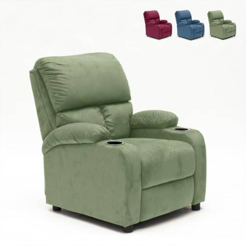 Produce Shop Poltrona Relax reclinabile poggiapiedi portaoggetti Laura Light - Verde