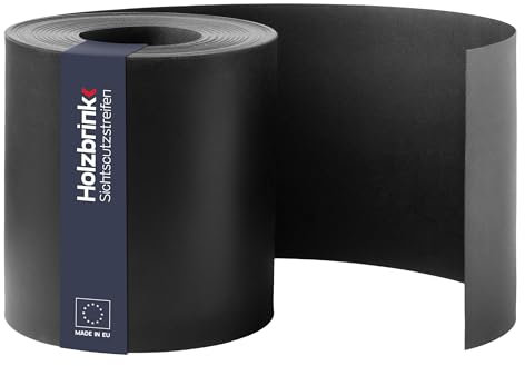HOLZBRINK Cinta ocultación de PP para vallas metálicas | 19 cm x 26 m | Cinta de privacidad para rejas de jardin exterior, privacidad balcon | negro (RAL 9005)
