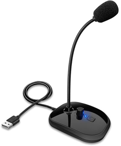 YUGSHNKFC Microphone USB à condensateur col de cygne pour ordinateur, PC, vidéoconférences, streaming, réunions, conférences, microphone d'ordinateur