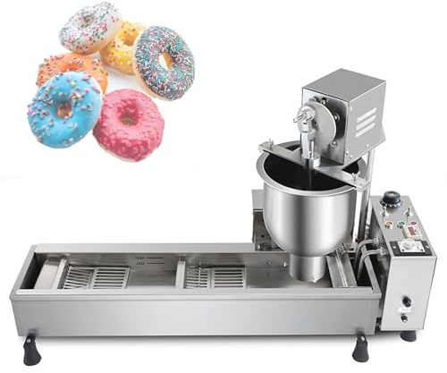 Macchina automatica per ciambelle commerciale, tramoggia da 7 litri, macchina per ciambelle a fila singola con 3 stampi diversi, friggitrice automatica in acciaio inox, per ristoranti, panetterie