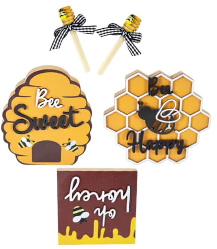 SOLUSTRE Ornement Décoratif en Bois Thème des Abeilles, Design Minimaliste Nid d'abeille et Ruche, pour Bureau et Espaces Variés, Ajoute Chaleur et Charme