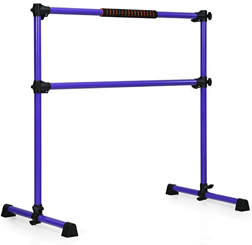 GOFLAME Ballet Barre Portable Double, 4FT Freestanding Ballet Barre Adjustable, Heavy Duty Dancing Stretching Ballet Bar for Home, Dance Barre, Fitness Ballet Bar (Purple)