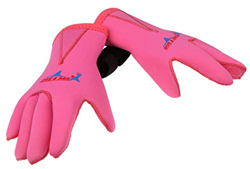 Inzopo 3mm Neoprene Skid-proof Kids Boys Girls Wetsuit Gloves - Surf, SUP, Kayak, Scuba Diving, Snorkel, Swimming, Water Sports - 2 Colors Pink XL