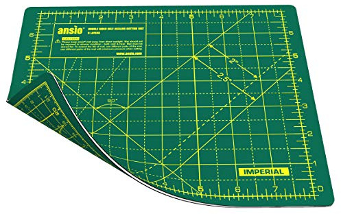 ANSIO Craft Cutting Mat Self Healing A5 Double Sided 5 Layers - Quilting, Sewing, Scrapbooking, Fabric & Papercraft - Imperial/Metric 8 inch x 7 inch / 22 cm x 18cm – Green/Green