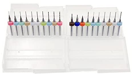 JZK Lot de 20 forets de 0,1 à 1,0 mm, 0,3 à 1,2 mm pour carte de circuit imprimé, pierre, Dremel, PCB fabrication de bijoux