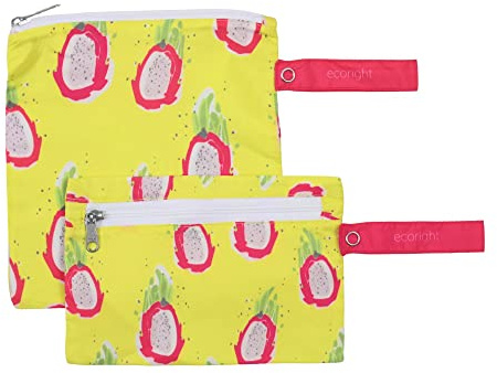 Eco Right, Set di 2 sacchetti per panini e snack riutilizzabili, sicuri per gli alimenti e senza BPA, realizzati in plastica ottenuta da bottiglie PET riciclate