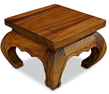 Kleiner Opiumtisch - Akazie Massivholz Beistelltisch - Blumenpodest in verschiedenen Größen (Braun, Klein)