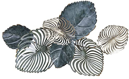 Beliani Décoration Murale Design Moderne Finition Précise en Acier Doré et Bleu-Vert 88 x 55 cm Magnesium