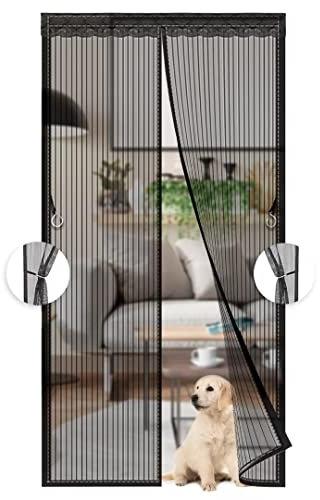 Phantasy® Schwarz Fliegengitter Balkontür, Magnet Moskitonetz Tür Vorhang Insektenschutz für Balkontür, Terrassentür Kinderleichte Klebemontage Ohne Bohren, 70x210 CM
