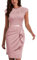 MIUSOL Women's Vintage Lace Cap Sleeve Cocktail Party Formal Wedding Guest Work Bodycon Dress (Large, Pink)