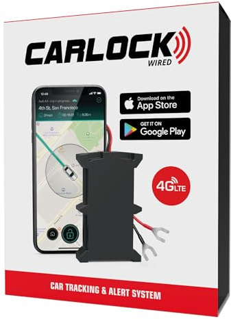 CARLOCK Wired Hidden GPS Vehicle Tracker - 12-24v Battery, Anti Theft Car Device, 4G LTE, Instant Alerts, Easy Install, Multi-Network SIM, Real-Time Monitoring