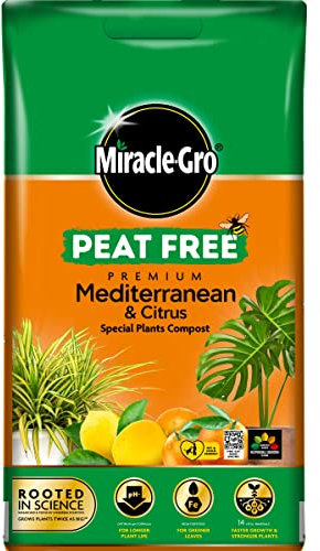 10L Miracle Gro Premium Compost, Peat Free, Multi-Purpose Fertilisers, Gardening Soils for Outdoor and Indoor Planting, Small to Large Plants (Mediterranean & Citrus)