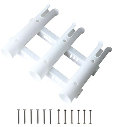 KOVNISE Supporto per canna da pesca, 3 supporti per canna da pesca, supporto da parete, portatile, per barche, garage, refrigeratori, rimorchi (bianco)