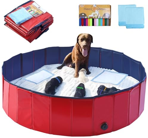 Artilife Dog Whelping Box,Dog Whelping Box Pool,Whelping Box for Dogs Birthing,Welping Box Whelping Pen Whelping Box for Puppies Whelping Supplies (63 Dia.x12 H(160x30cm), Red)