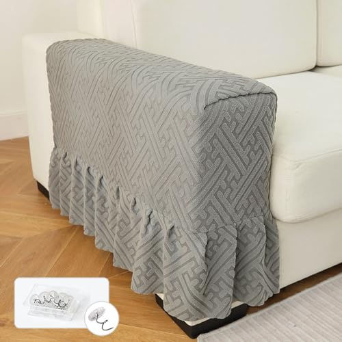 Fansu Funda Reposabrazos Sofa, 1 Par de Protector de Reposabrazos Sofa, Funda para Brazos de Sofa Antimanchas Funda, Elástica Reposabrazos Sillon para Sofá Silla con Faldón (Gris Oscuro)