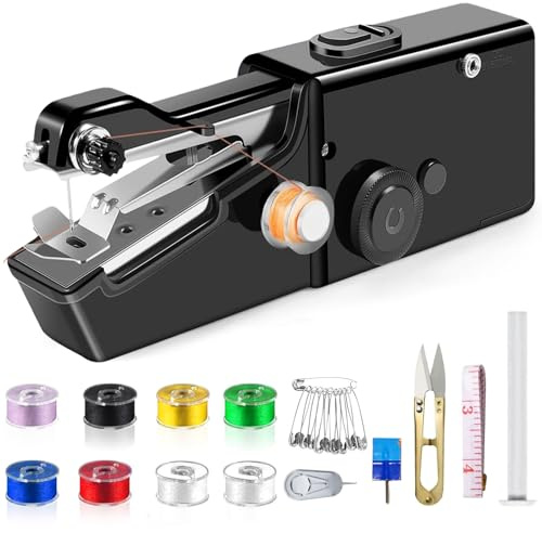 Mini Sewing Machine, Handheld Sewing Machine Portable Cordless Electric Sew Machine Hand Held Sew Machine UK with Sewing Accessories for Beginners (Black)