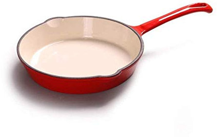 OQHAIR Pentola Smaltata Pentola Shabu-shabu Padella Padella Non Rivestita Una Manico Lungo Padella Antiaderente Padella in Ferro Piatto,25cm (16cm)