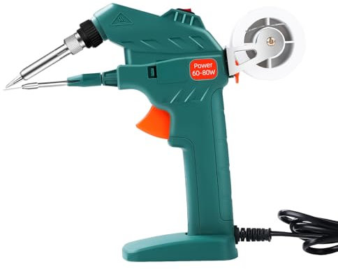 TICFOX Elektronik Lötpistole Kit, 80W Automatische Lötkolben Set, 220V Elektrisches Lötkolbenschweißgerät mit Schweißdraht Einhandbedienung Lötkolbengerät für Autoreparatur, Heimwerker(EU)