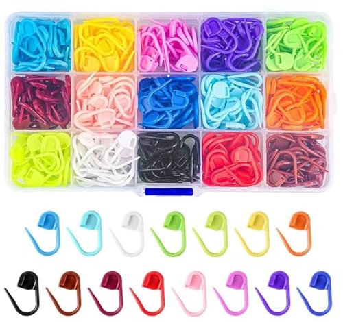 Lxtness Maschenmarkierer - 300 Stück - Mehrfarbige Maschenmarker zum Stricken & Häkeln in Auffälligen Farbtönen - Bunte Maschenmarkierer - Strickset Häkeln & Stricken Zubehör - Mit Aufbewahrungs Box