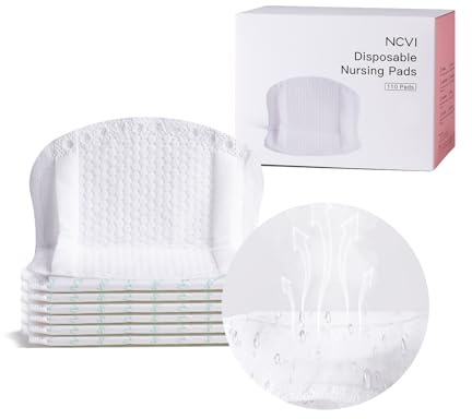 NCVI Disposable Ultra-Thin Nursing Pads 110 Count, Highly Absorbent Breast Pads for Leaking Milk, Breathable Nipple Pads for Breastfeeding, Soft and Stay Dry, Essentials for Nursing Moms