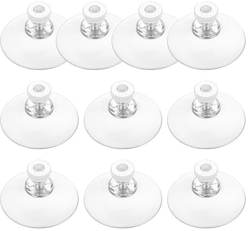 KOXXIAMOQ 10 Stück Saugnapf mit Gewinde, Ø41mm Saugnäpfe mit Gewinde M4, Saugknöpfe Stark, PVC Transparente Saugknopf Haken ohne Bohren mit 10 Rändelmutter für Fenster Auto Glas Dekoration Aufhängung